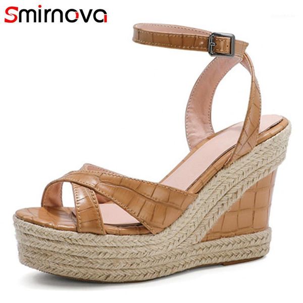 

sandals smirnova 2021 big size 33-43 women ankle buckle solid colors summer wedges platform casual party shoes woman1, Black