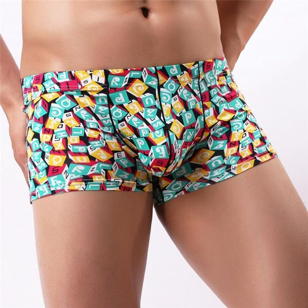 

men's boxer shorts briefs patchwork underwear printed boxer briefs hombre shorts protruding pocket 20j21