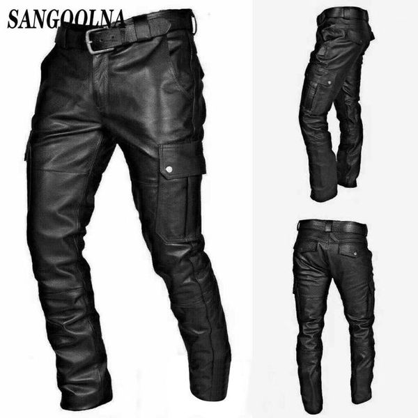 

steampunk motorbike style side lace up leather pants black gothic punk jeans cowboy biker rock reenactment trouser for men1
