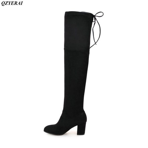 

qzyerai fauxsuede women boots shoes winter knee high boots stretch over the knee high black slim fit thigh heels