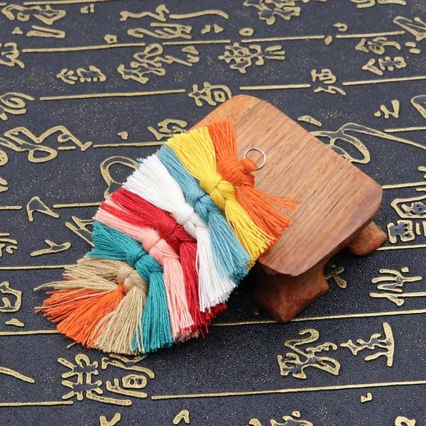 2PCs Bohemia Style Cotton Thread Tassel Fringe Diy Crafts J￳ias Brincho de j￳ias Chave pendurar pendentes de pendente Bolsas de decora￧￣o Materiais H jllcbr