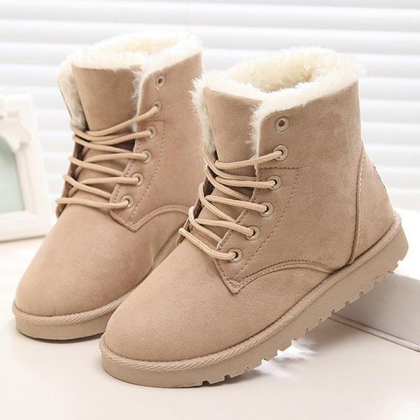 

boots women 2021 fashion snow botas mujer shoes winter warm fur ankle for shoes1, Black