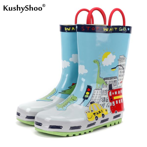 

kushyshoo kids rain waterproof beautiful city rubber children water kalosze dla dzieci toddler girl boots, Black;grey