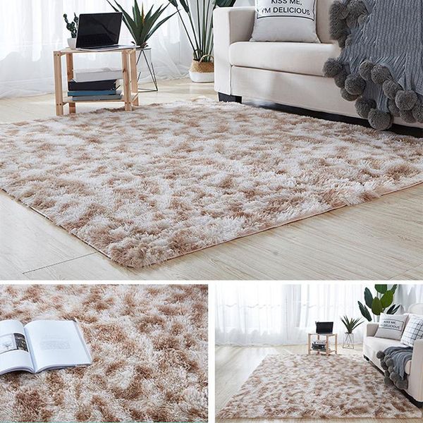 

14 colors large size ultra soft tie-dye plush carpet fluffy area rug for bedroom living room anti-slip floor mats home