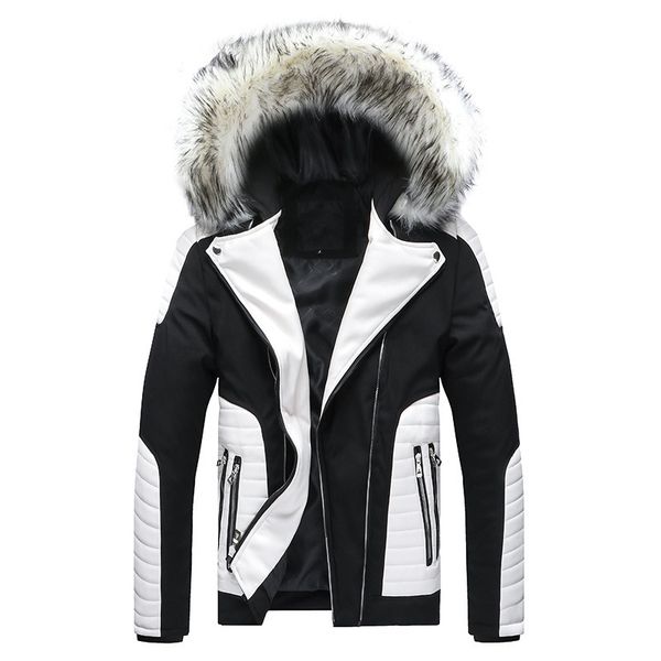 

paneled fur trimmed hip hop leather jackets parker jacket
