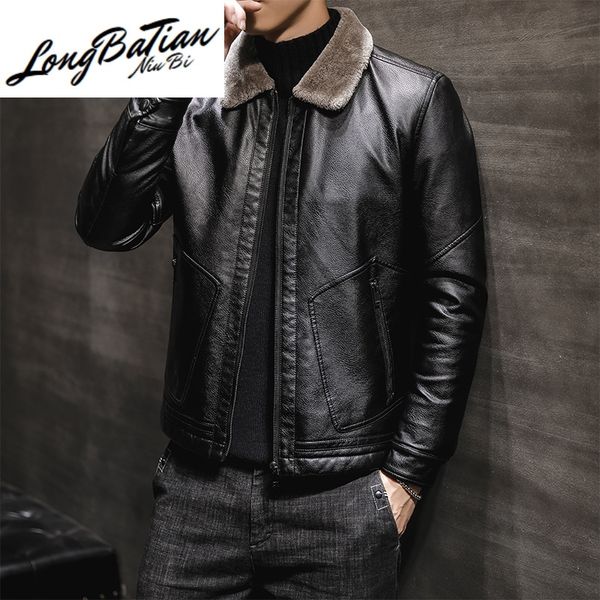

leather jacket genuine men's sheepskin coat thick men clothing autumn clothes male winter coats chaqueta hombre lxr420 201128, Black