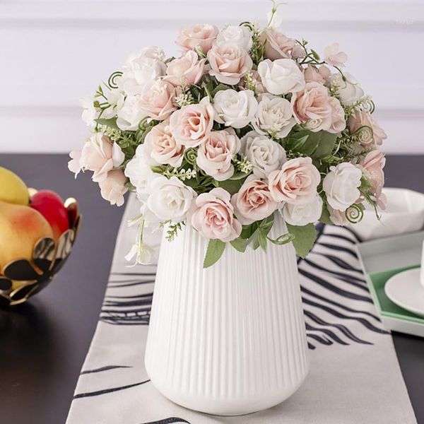

decorative flowers & wreaths 10 heads nordic artificial bouquet decoration rose for silk small flores party wedding mariage fake flower1