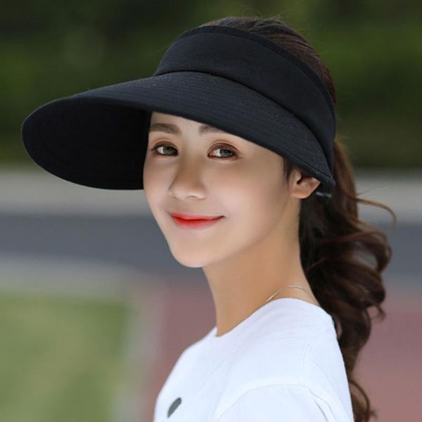 

wide brim hats lightweight adjustable easy to carry camping portable sunscreen beach summer foldable visors outdoor polyester women sun hat, Blue;gray