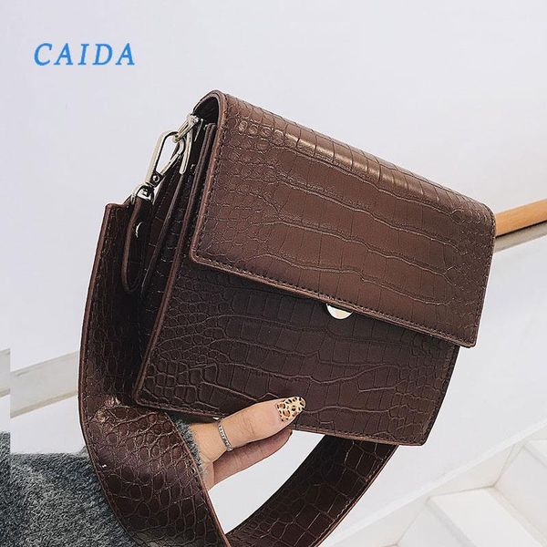 

caida new pu leather handbags for women crocodile pattern shoulder messenger bag luxury handbag 2020 fashion