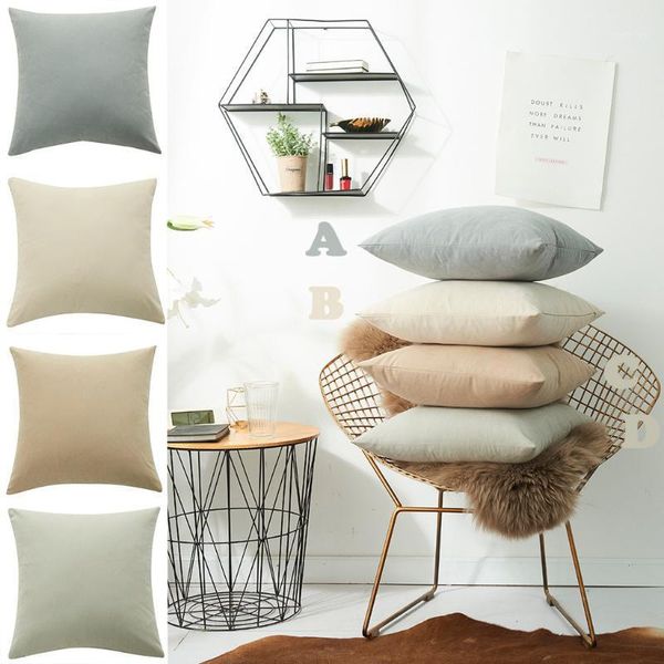 

cushion/decorative pillow multiple sizes soft coral fleece solid color cover sofa cushion case home decor funda cojin1