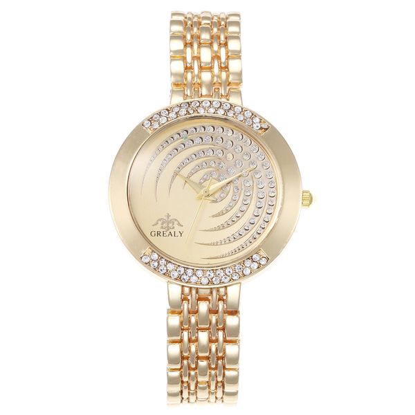 

ms. wih full drill fashion alloy suit creative watch disk, steel belt, leisure wrist watch, Slivery;brown