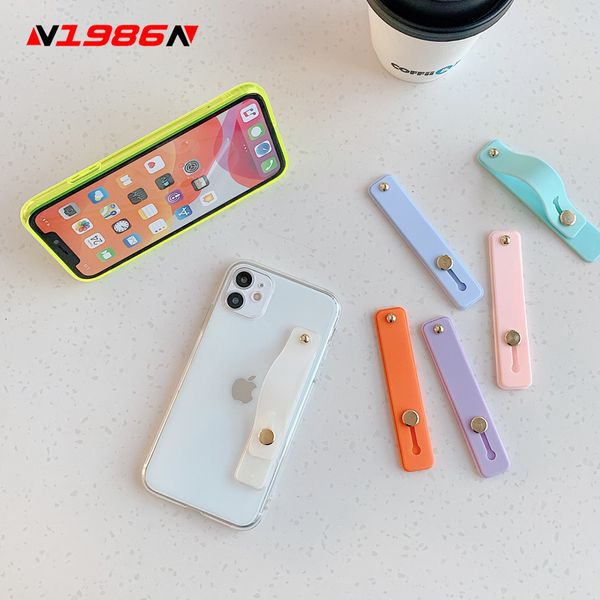 

n1986n candy colors stand wrist strap anti-fall mobile phone iphone samsung for xiaomi push pull holder