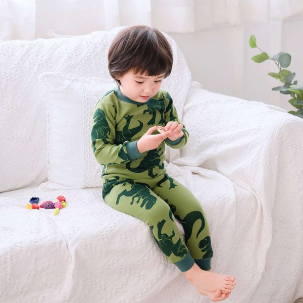 

autumn winter 2020 pajamas children's home wear set korean edition boys' and girls' soft cotton underwear 2803, Blue;red