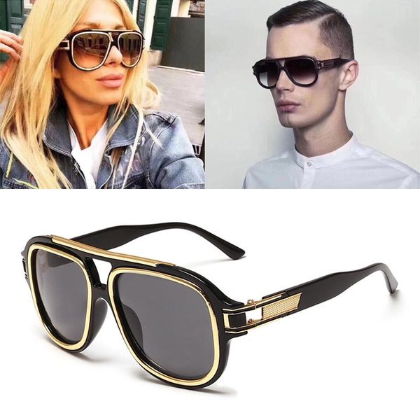

new fashion big metal frame sunglasses men/women retro double beam personality aviation sunglasses, White;black