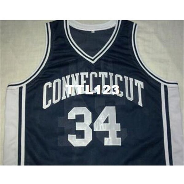

vintage #34 connecticut ray allen college jersey mens 100% stitched jersey or custom any name or number jersey, Black