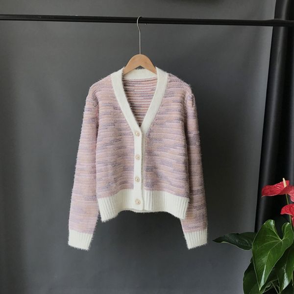 

zdpjv осень версия 2020 маленький духи женщин короткий жакет студент кардиган корейский новый свободный износ свитер куртка свитер vwyto, White;black