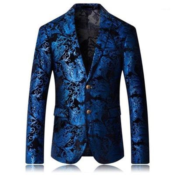 

2020 blue jacquard blazer men slim fit suit jackets mens spring korean style fashion suit party coat casual blazer1, White;black