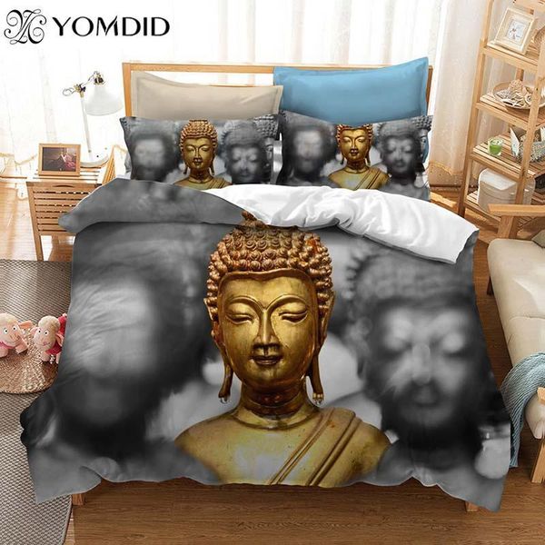 

buddha pattern bedding set 3d printing duvet cover set bedroom duvet cover polyester fabric printed bedding home decor1