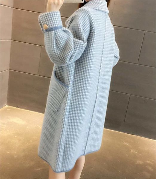 

medium and long mink coat women's plover cardigan autumn/winter 2020 new korean version of loose coat, Black