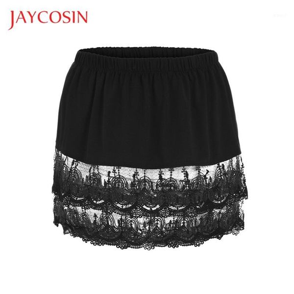 

jaycosin layered women's tiered sheer lace trim extender half slips plus size skirt pencil above knee, mini patchwork natural1, Black