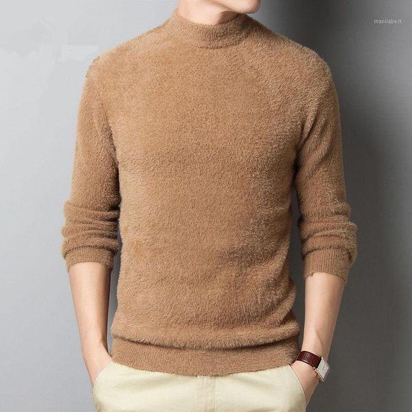 

faux mink cashmere turtleneck sweater men jumper 2020 autumn winter mens sweter sueter hombre pull homme pullover men sweater-a1, White;black