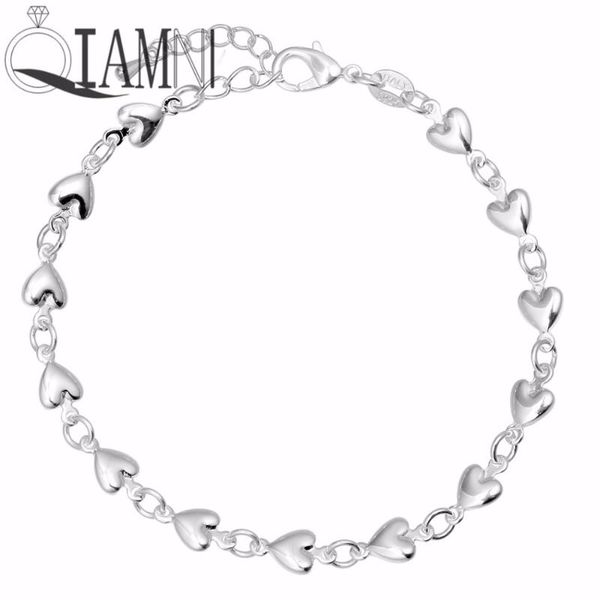 

qiamni valentine's day gift love heart chain bracelet bangle birthday jewelry girls women christmas charm, Black