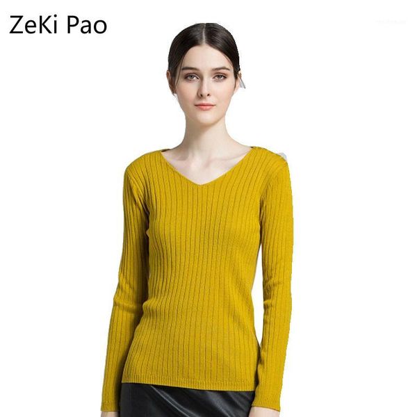 

2020 fashion spring new sweater women's casual slim v-neck bottoming sweater solid color long sleeve pullover women1, White;black