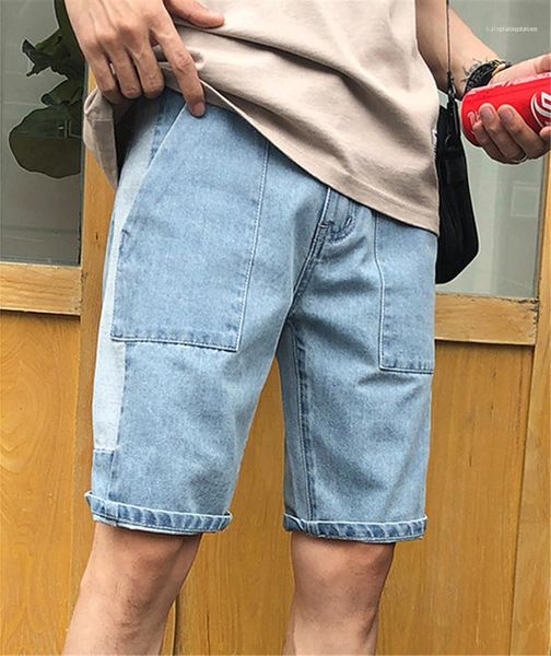 

shorts loose designer short mens jeans casual mid waist knee length male pants plus size mens, Blue