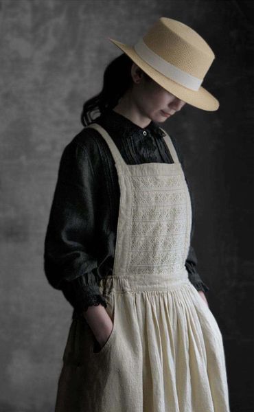 

casual dresses dress 2021 autumn linen embroidery mori girl, Black;gray