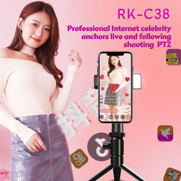 

led fill light bluetooth remote control selfie sticks with tripod for phone deskstand portable holder 360 degree ai tracking