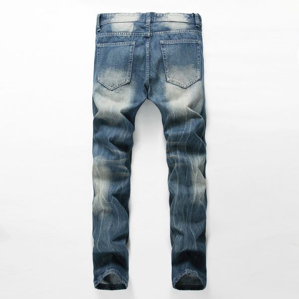 

2021 men spring pants hole straight jeans classic blue, brem pants, elastic denim men's britches 0zps