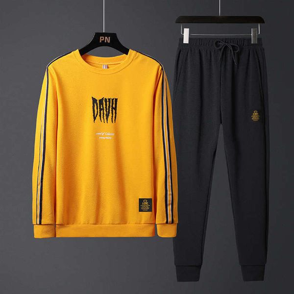 

2020 new korean leisure sports suit fashion brand spring and autumn round collar men's clothing, Gray