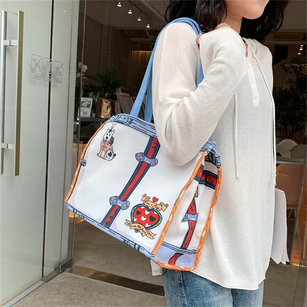 

tote environmental reusable shopping good quality printing canvas fabric women shoulder large capacity bag y201224