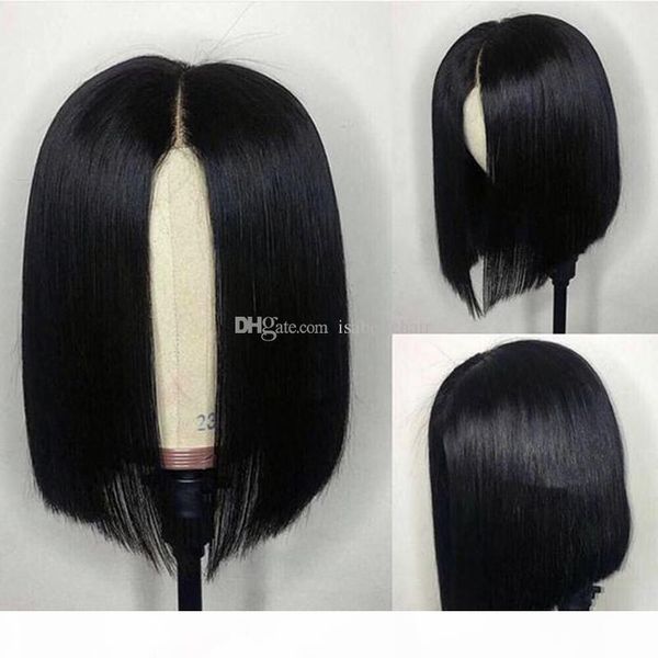 

9a pre plucked full lace human hair wigs with baby hair straight short bob lace front wigs brazilian virgin hair for black women, Black;brown