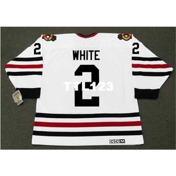

421s #2 bill white chicago blackhawks 1970 ccm vintage hockey jersey or custom any name or number retro jersey, Black