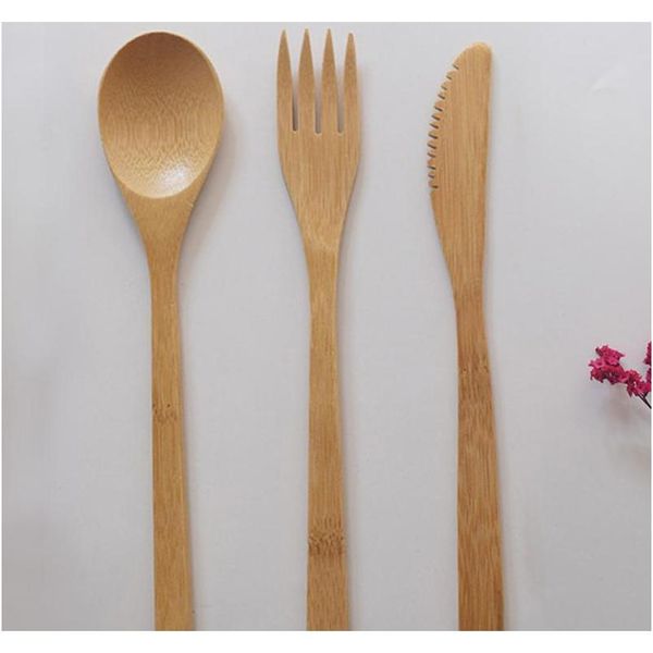

3pcs/set eco-friendly japanese portable cutlery set bamboo dinnerware set knife fork dinner tableware s sqcdzm new_dhbest