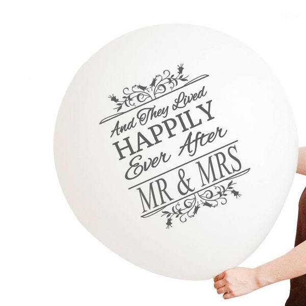 

36 " mr&mrs white giant balloon latex for wedding happily ever after letter love valentine's day balony wedding party balloons1