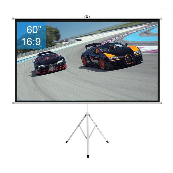 

60 inch 16:9 portable indoor outdoor projector screen matte gray fabric fiber screen with pull up foldable stand tripod1
