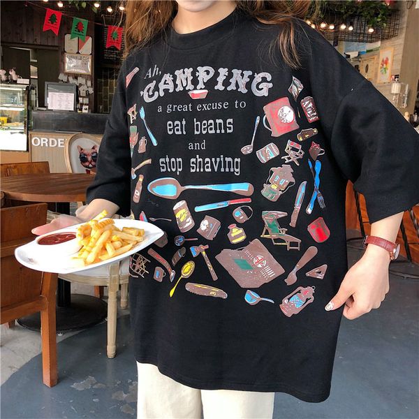 

sport men's wear ins tide creative alphabet printed half-sleeved t-shirt for male famale 2020 summer new loose hip-hop