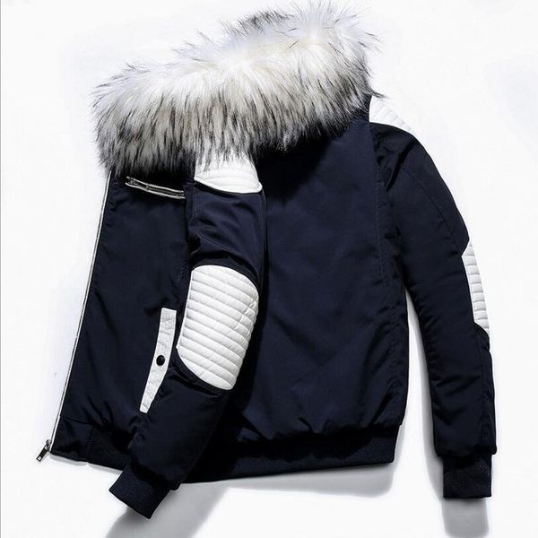 

2021 men slim hooded casual coats new male outwear warm parkas winter down jackets vwp6, Black