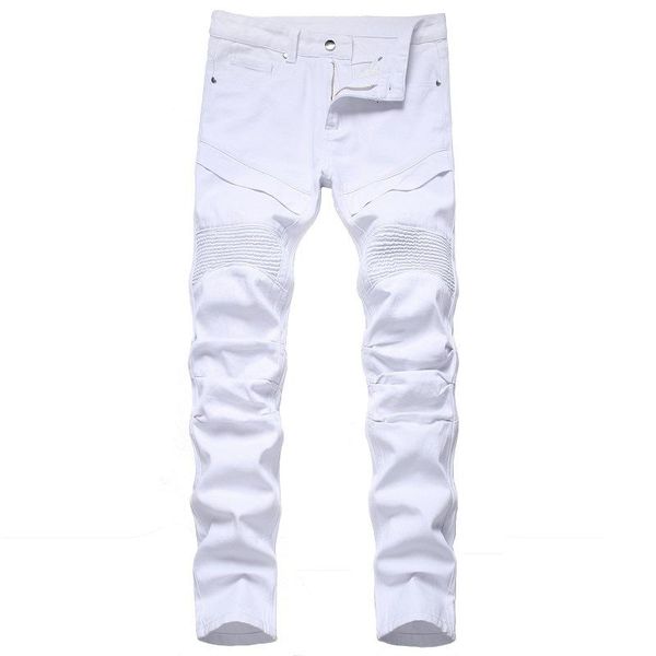 

2020 biker skinny jeans men jean homme denim ripped heren stretch pants slim fit trousers hip hop fashion, Blue
