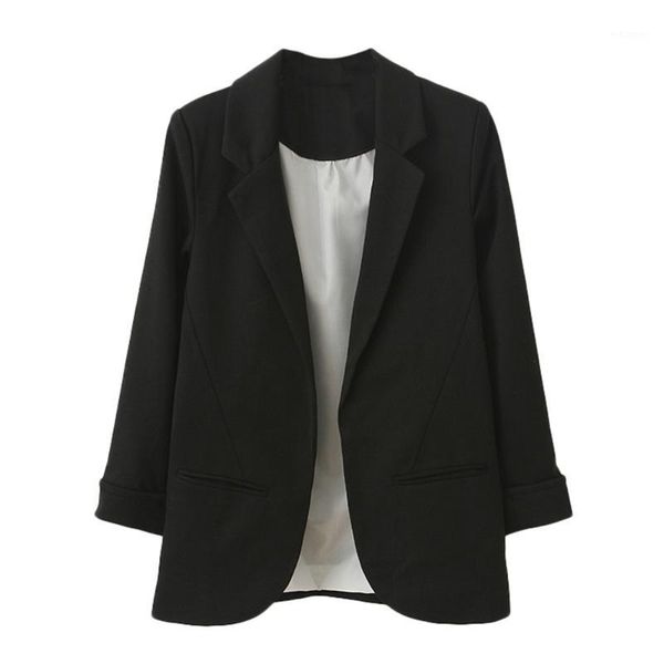 

blazer femme women blazers and jackets solid cuffed sleeve blaser femeninos elegant slim blazer suit d905131, White;black