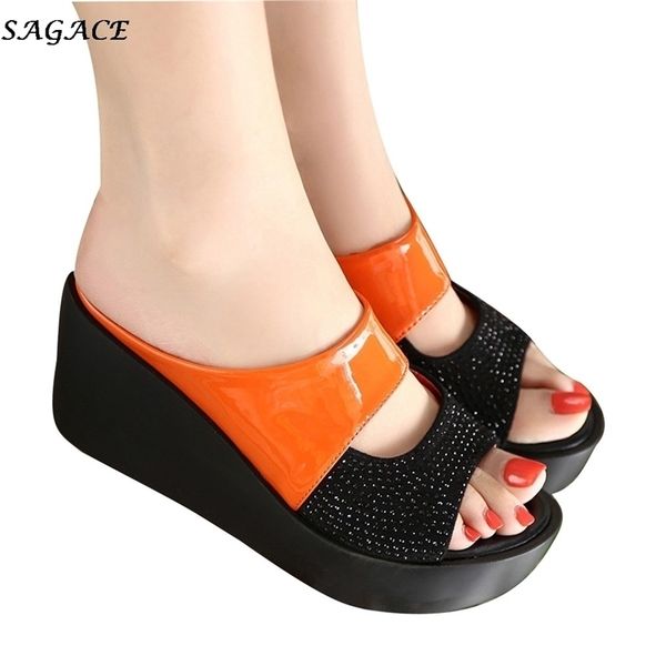 

sagace slippers women platform wedges shoes woman open peep toes casual shoes summer ladies rome beach sandals chinelo feminino y200423, Black