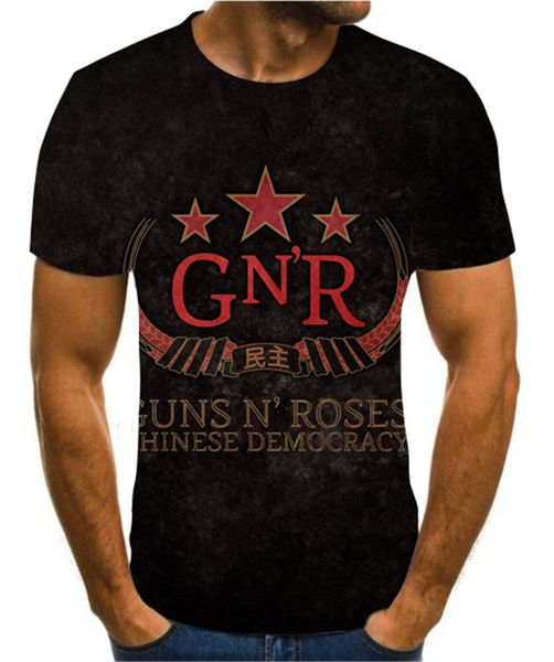 

punk guns n roses black heavy metal 3d gun rose print dress 3d print shirts horror horror humor men clothing