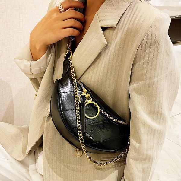 

waist bags trendy chest for women 2021 chain crossbody shoulder small bag vintage leather handbag and purse1