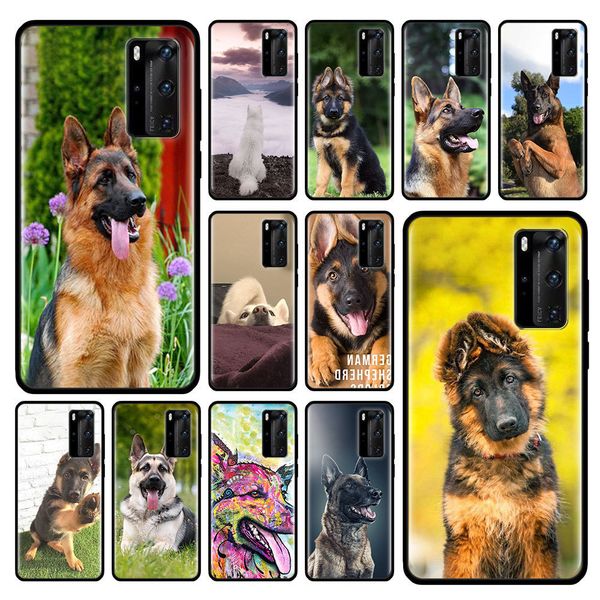 

немецкая овчарка case собака для huawei p20 p40 lite e p30 pro p10 p смарт z plus 2019 черный силиконовый телефон shell обложка