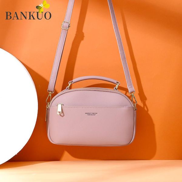 

bankuo new purses and handbags pu leather large capacity messenger fashion solid color zipper handbag girls shoulder bag x159