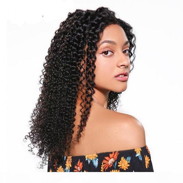 

перуанский девы волос фронта шнурка парики pre щипковых hairline кудрявый курчавый полный парик шнурка человеческих волос 6-26 дюймов, Black;brown