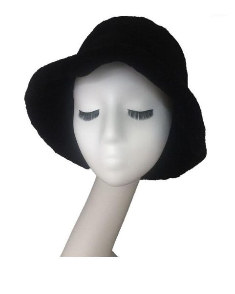 

sheep wool fabric fleece bucket hat 2020 fashion winter1, Blue;gray