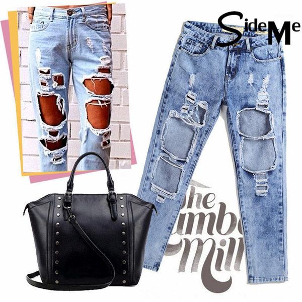 

women's jeans 2021 summer denim ripped hollow out harajuku women high waist straight loose pants maxi boyfriend ladies trousers1, Blue